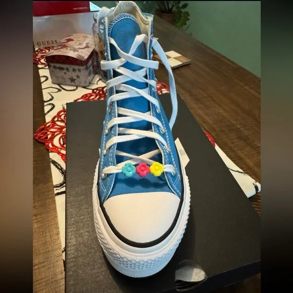 Converse Blue and White High-Top Sneakers - Picture 2 of 4